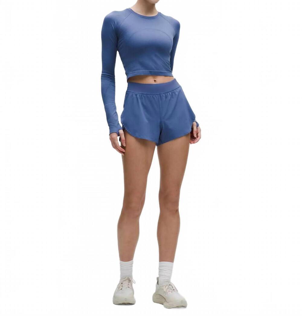 NEW LULULEMON fast and free high-rise classic-fit split short in brilliant blue